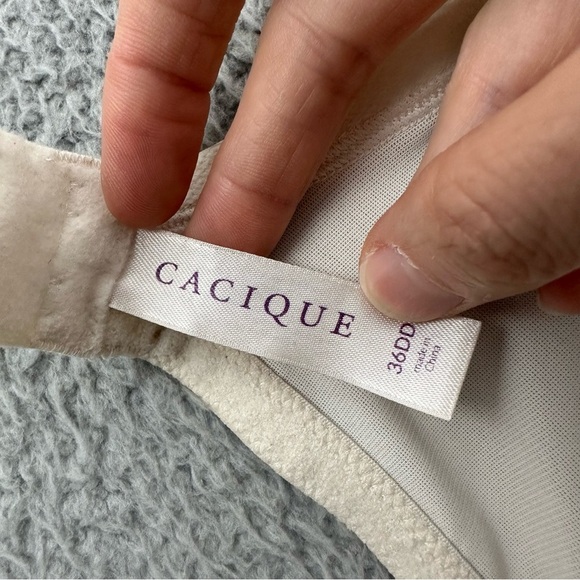 Cacique Smooth Boost Plunge Bra Ivory Off White Women's‎ 36DD E - Picture 5 of 6